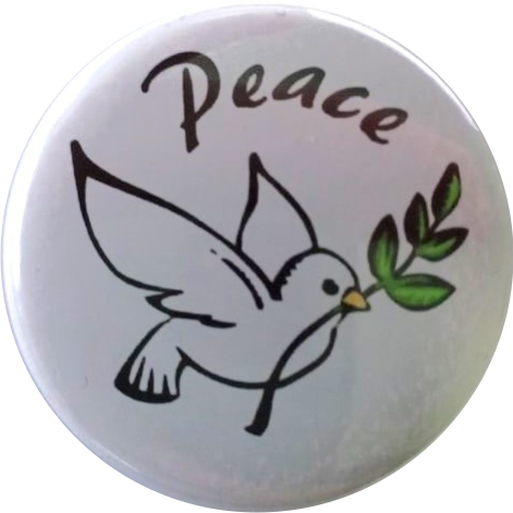 Peace pigeon button white